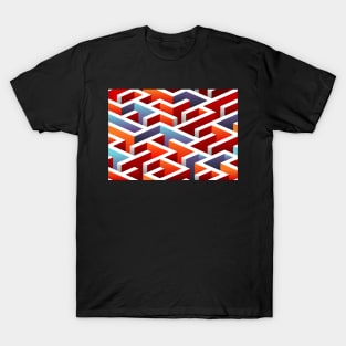 Blue, Orange and Red 3D Maze T-Shirt